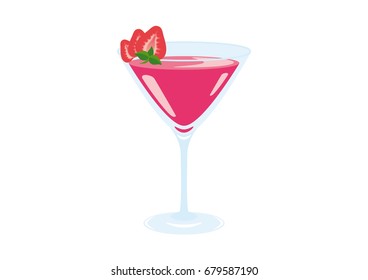 Daiquiri vector. Strawberry daiquiri on a white background