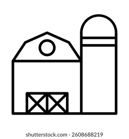 Dairy Barn Vector Line Icon Design