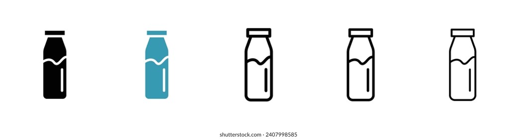 Dairy Beverage Container vector icon set. Lactose-Free Milk Bottle vector symbol for UI design.