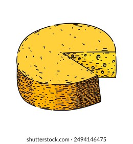 dairy cheese hand drawn. italian piece, healthy black, cheddar camembert dairy cheese vector sketch. isolated color illustration