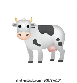 Dairy Cow art vector template design element. Use for poster education school kid children text emoji emotion expression reactions chat comment social media app smartphone to family friends