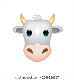 Dairy Cow art vector template design element. head face poster education school kid children text emoji emotion expression reactions chat comment social media app smartphone to family friends