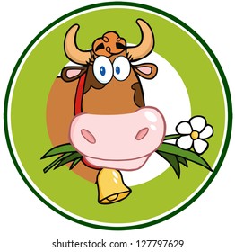 Dairy Cow Cartoon Logo Mascot Banner
