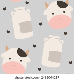 dairy cow cartoon seamless pattern background wallpapers 