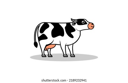Dairy cow cartoon style vector illustration. Suitable for children's educational materials, illustration of children's books, or for dairy products.