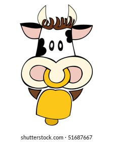 Dairy cow with cowbell.