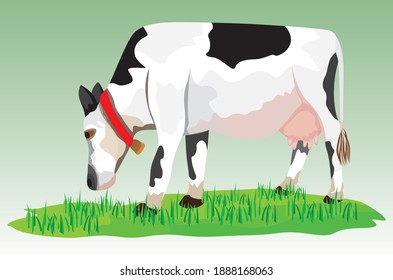 vaca lechera con diseño vectorial de césped