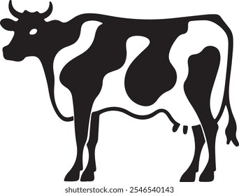 Dairy cow icon. Black cow silhouette. Easy editable vector design.