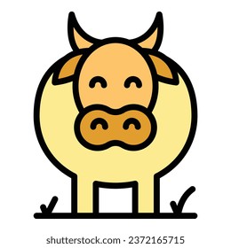 Dairy cow icon outline vector. Cattle farm. Animal bull color flat