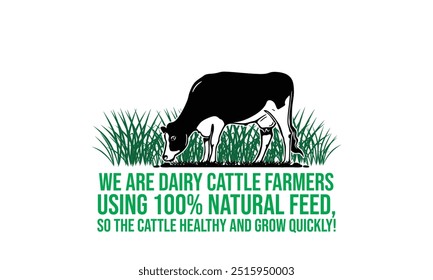 dairy cow milk farm poster, silhouette of great cow standing vector illustrations