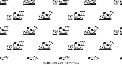 Dairy cow seamless pattern, Cute dairy cow on white background.	