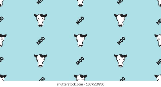 Dairy cow seamless pattern, Cute dairy cow head on blue background.	