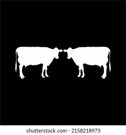 Dairy Cow Silhouette for Logo or Graphic Design Element. Vector Illustration