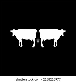 Dairy Cow Silhouette for Logo or Graphic Design Element. Vector Illustration