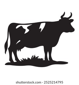 Dairy Cow Silhouette in Simple Vector Style 