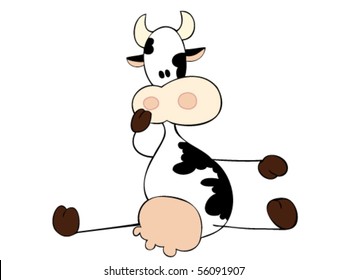 Dairy cow sitting.