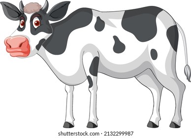 Dairy cow standing cartoon character illustration
