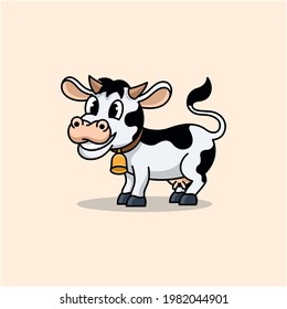 Dairy cows cartoon illustration logo design vector flat color