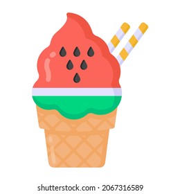 A dairy cream cone flat icon, a yummy dessert