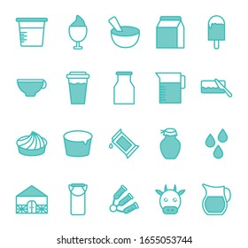 dairy dou color style icon set design, breakfast food fresh natural healthy product calcium and nature theme Vector illustration