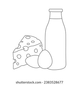 Ilustraciones de lechería y huevos para el diseño de la interfaz de usuario de iconos. Productos lácteos de arte simple.