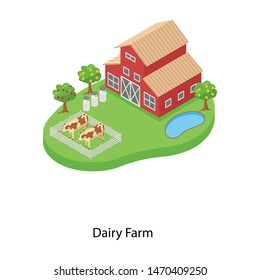 Dairy farm building isometric vector 