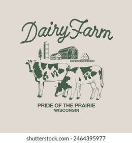 Dairy Farm Cows  Illustration Vector