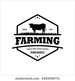 Milchfarm Emblem Logo Vektorgrafik Design, Milchfarm Icon Vorlage Illustration Abzeichen