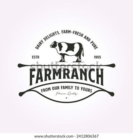 dairy farm emblem logo vector design, dairy farm icon template illustration badge