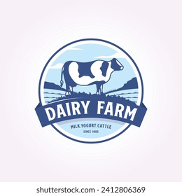 dairy farm logo design emblem. rural milk vector illustration. bbq, yogurt, milk icon design