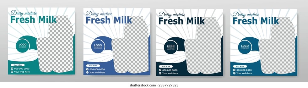 Dairy farm products Fresh milk sale social media post template for modern marketing business and national milk day sales promotion