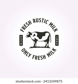 dairy farm vector design logotype emblem. rustic milk flat template vintage illustration