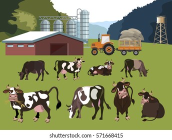 Dairy Farm. Vector Illustration