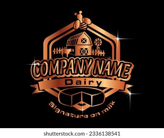 Dairy Farm,Family Farm,Cow-Piggy-Sheep-Chicken Farm,Egg Factory,Stylish -Elegance-Premium Logo