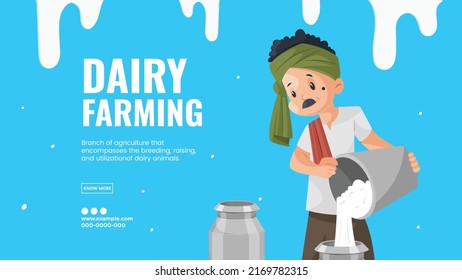 Dairy Farming Landscape Banner Design Template.