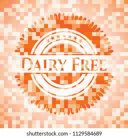 Dairy Free abstract emblem, orange mosaic background