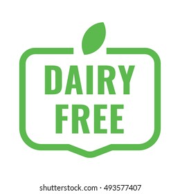 Dairy free badge logo, icon. Flat vector illustration on white background. Can be used business company for eco, organic, bio theme.