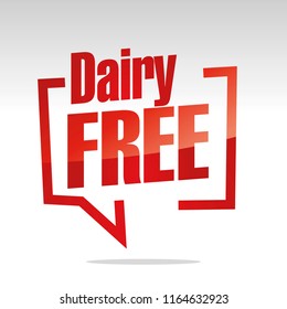 Dairy free in brackets speech red white isolated sticker icon