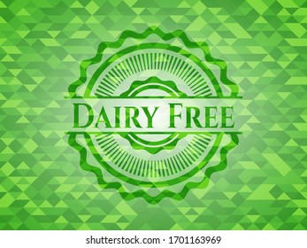 Dairy Free green emblem. Mosaic background. Vector Illustration. Detailed.