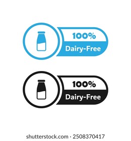 Dairy free icon. No lactose added product label. No dairy. Healthy food sign. Nature product and organic food badge. Vector icon.