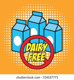 dairy free icon in pop art style. dairy free allergen ingredient. vector illustration