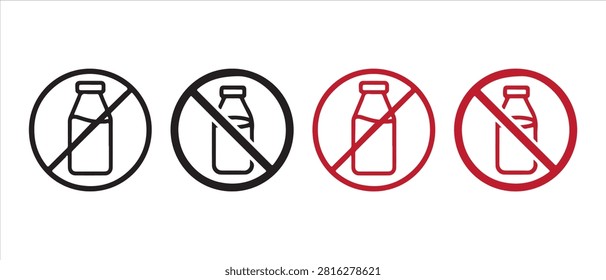 Dairy free icon set. Lactose intolerance symbols.
