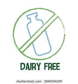 Icono libre de leche. Ilustración vectorial para el embalaje de alimentos. 