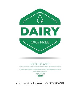 (Dairy free) label sign, vector illustration.