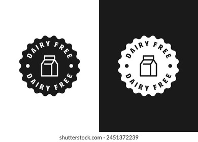 Dairy free, label, sticker or symbol. Dairy free icon sign. Diet concept. Healthy eating. Natural and organic foods.