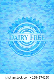 Dairy Free realistic sky blue emblem. Mosaic background