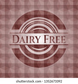 Dairy Free red emblem with geometric pattern. Seamless.