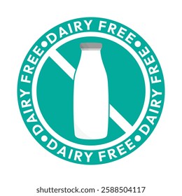 Dairy free sign or Dairy free symbol vector isolated in flat style. Best Dairy free sign vector for product packaging design element. Dairy free symbol for packaging design element.