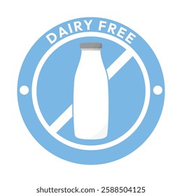 Dairy free sign or Dairy free symbol vector isolated in flat style. Best Dairy free sign vector for product packaging design element. Dairy free symbol for packaging design element.