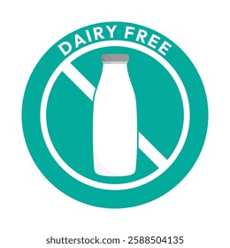 Dairy free sign or Dairy free symbol vector isolated in flat style. Best Dairy free sign vector for product packaging design element. Dairy free symbol for packaging design element.